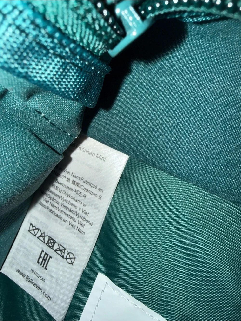 Fjällräven Kånken Mini Kids Backpack in Teal with Orange Accents